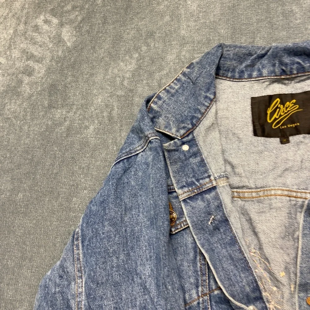Vintage Circe Las Vegas Riviera Hotel & Casino Trucker Jacket Mens Medium Blue